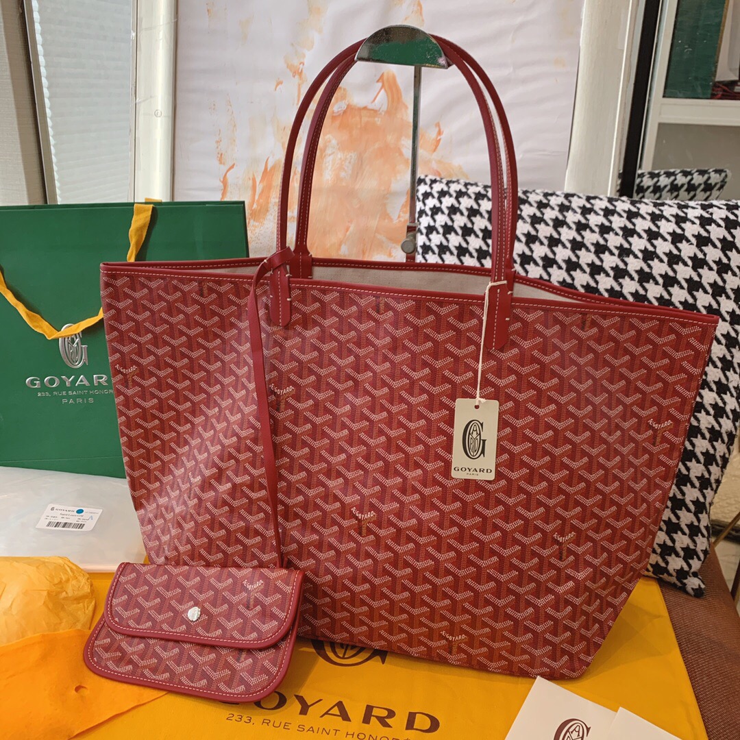 GOYARD Saint Louis Shopping Bag Set with Parent-child Pouches, Hand-stitched with Locking Threads, Fabric Fresh and Soft, Medium Size, 57cm