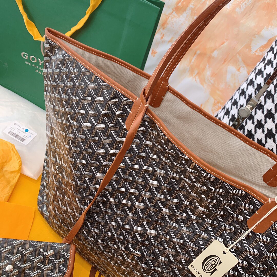 GOYARD Saint Louis Shopping Bag Set with Parent-child Pouches, Hand-stitched with Locking Threads, Fabric Fresh and Soft, Medium Size, 57cm