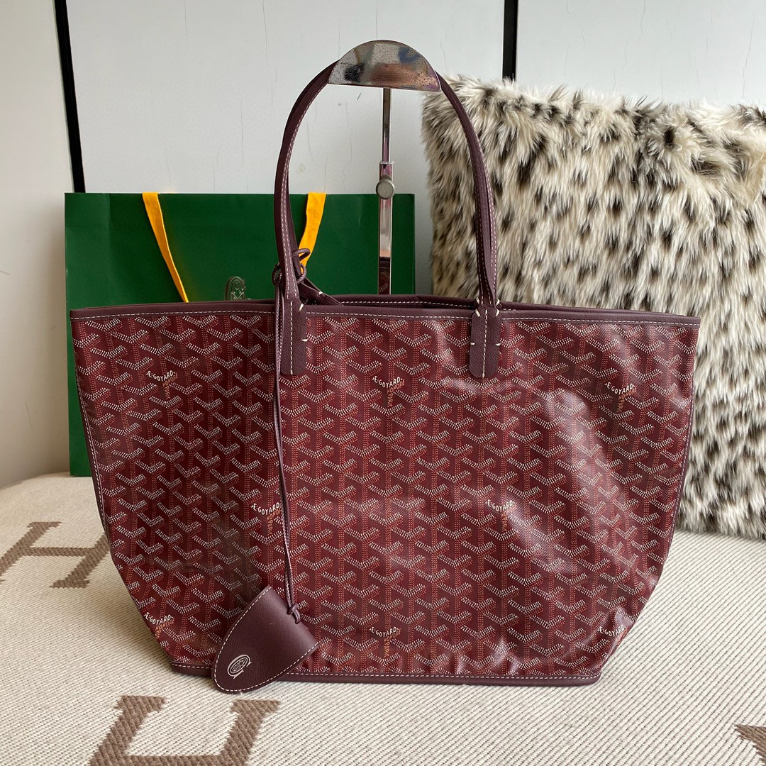 Goyard Aniou Double-sided Shopping Bag, Featuring Reversible Design with Leather and "Goyardine" Canvas Options, Dimensions: 30×14×25cm