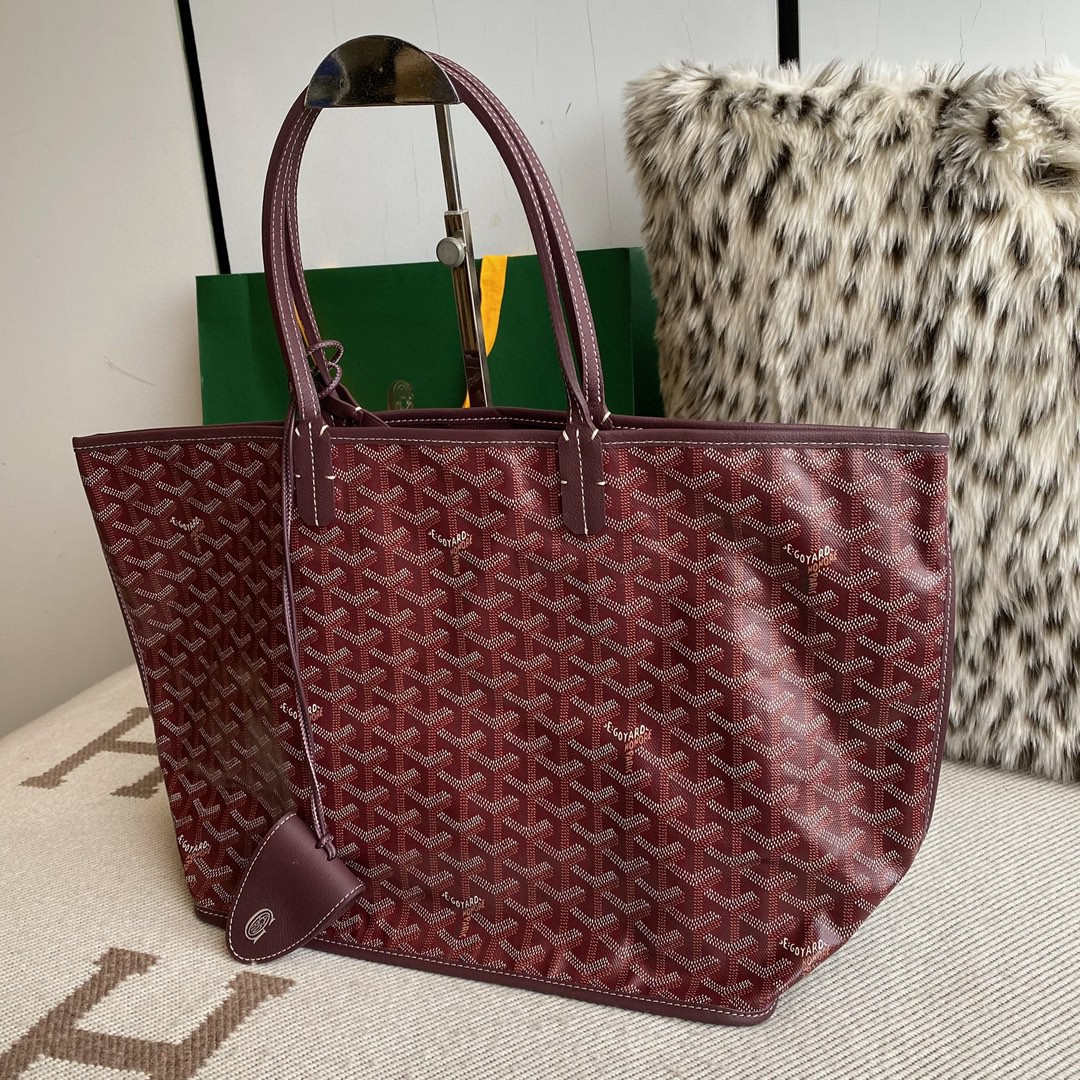 Goyard Aniou Double-sided Shopping Bag, Featuring Reversible Design with Leather and "Goyardine" Canvas Options, Dimensions: 30×14×25cm