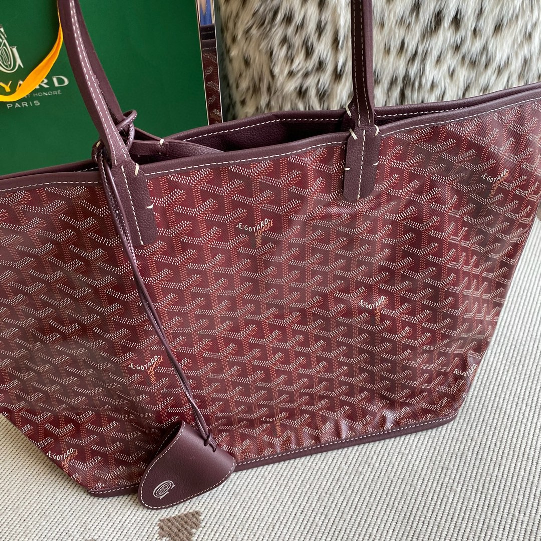 Goyard Aniou Double-sided Shopping Bag, Featuring Reversible Design with Leather and "Goyardine" Canvas Options, Dimensions: 30×14×25cm