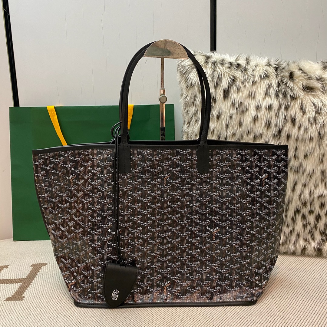 Goyard Aniou Double-sided Shopping Bag, Featuring Reversible Design with Leather and "Goyardine" Canvas Options, Dimensions: 30×14×25cm