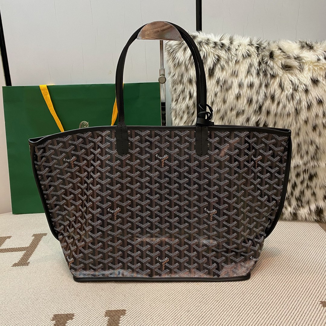 Goyard Aniou Double-sided Shopping Bag, Featuring Reversible Design with Leather and "Goyardine" Canvas Options, Dimensions: 30×14×25cm