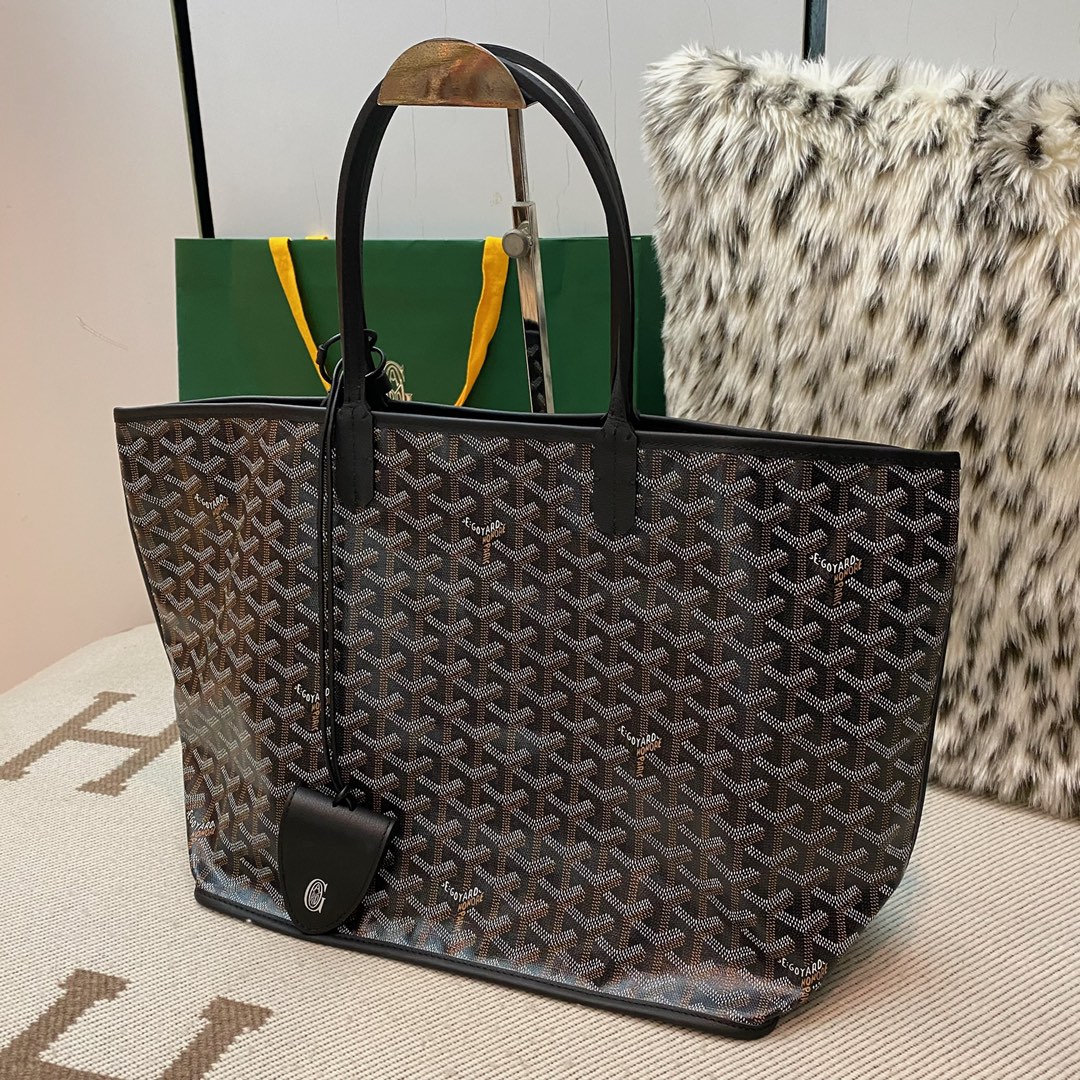 Goyard Aniou Double-sided Shopping Bag, Featuring Reversible Design with Leather and "Goyardine" Canvas Options, Dimensions: 30×14×25cm