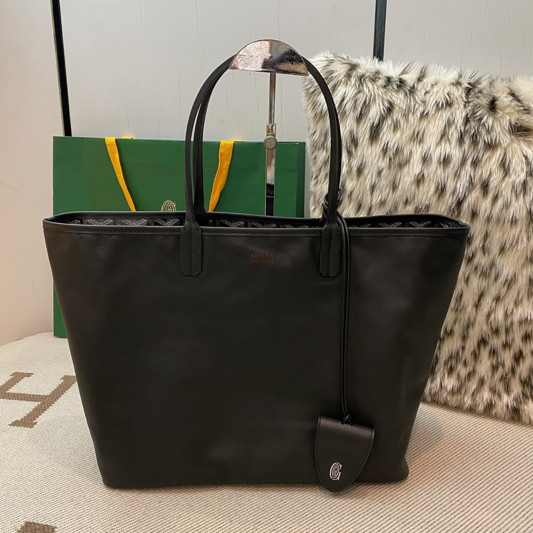 Goyard Aniou Double-sided Shopping Bag, Featuring Reversible Design with Leather and "Goyardine" Canvas Options, Dimensions: 30×14×25cm