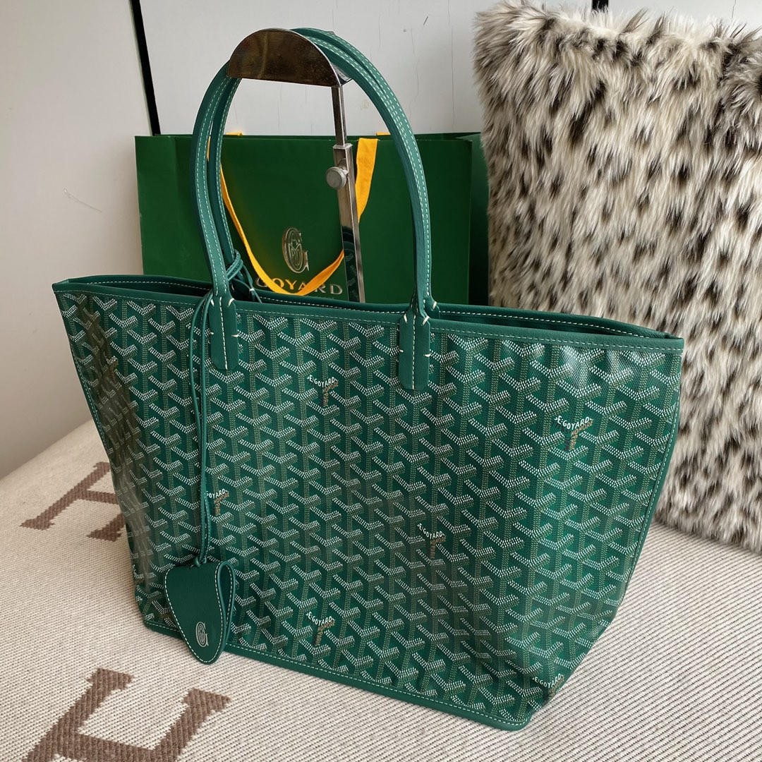 Goyard Aniou Double-sided Shopping Bag, Featuring Reversible Design with Leather and "Goyardine" Canvas Options, Dimensions: 30×14×25cm