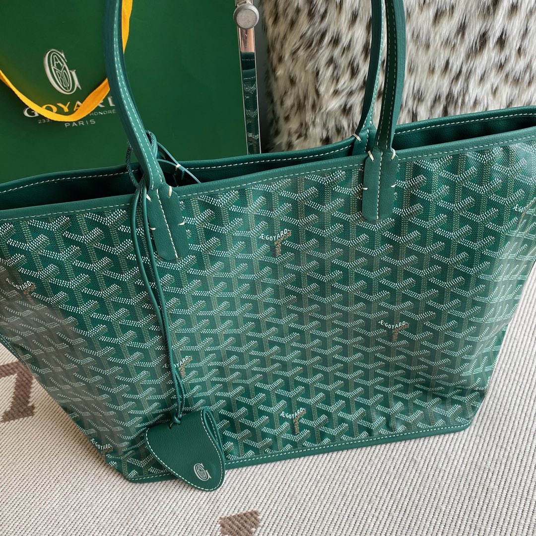 Goyard Aniou Double-sided Shopping Bag, Featuring Reversible Design with Leather and "Goyardine" Canvas Options, Dimensions: 30×14×25cm