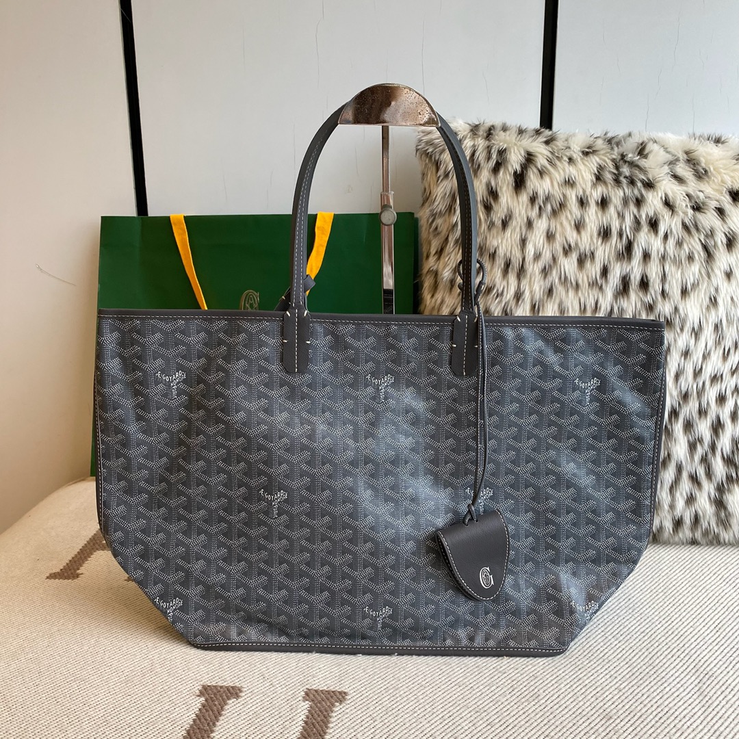 Goyard Aniou Double-sided Shopping Bag, Featuring Reversible Design with Leather and "Goyardine" Canvas Options, Dimensions: 30×14×25cm