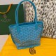 Goyard Tote Bag, Colorfully Complemented with Turquoise Mini Double-sided Design