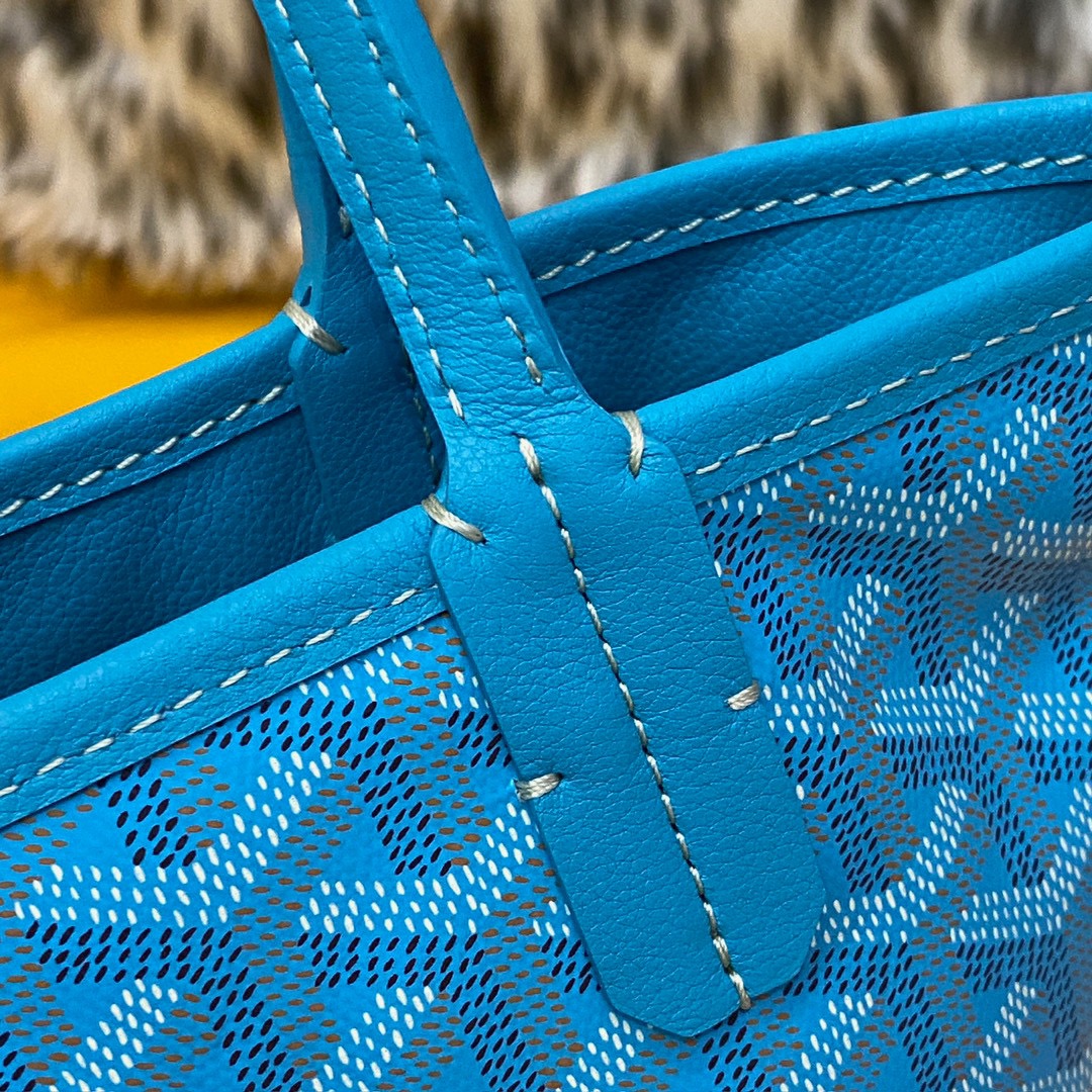 Goyard Tote Bag, Colorfully Complemented with Turquoise Mini Double-sided Design