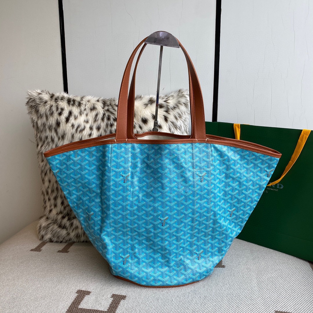 Goyard Double-sided Canvas Shopping Bag with Patchwork Logo, Beach Bag, Single Shoulder Handbag for Women, Size: 57*27*35cm