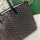 Goyard Isabelle Double-layer Tote Shopping Bag features two large shopping compartments with a magnetic snap closure calfskin divider in the middle, perfect for storing cards and cash for easy access. Size:25*14*35cm. 