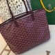 Goyard Isabelle Double-layer Tote Shopping Bag features two large shopping compartments with a magnetic snap closure calfskin divider in the middle, perfect for storing cards and cash for easy access. Size:25*14*35cm. 