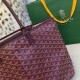 Goyard Isabelle Double-layer Tote Shopping Bag features two large shopping compartments with a magnetic snap closure calfskin divider in the middle, perfect for storing cards and cash for easy access. Size:25*14*35cm. 