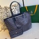 Goyard Isabelle Double-layer Tote Shopping Bag features two large shopping compartments with a magnetic snap closure calfskin divider in the middle, perfect for storing cards and cash for easy access. Size:25*14*35cm. 