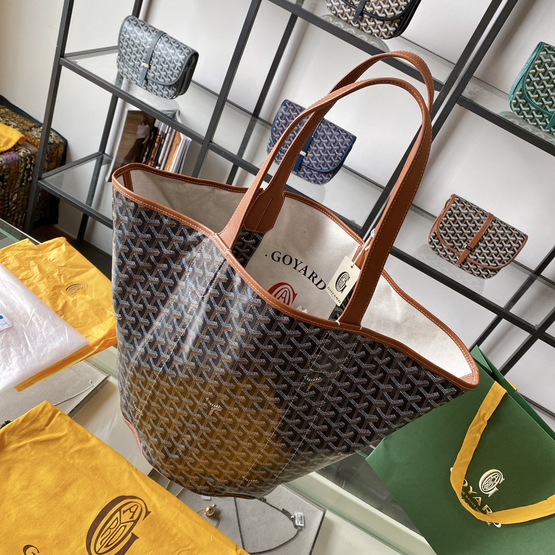 Goyard Double-sided Canvas Shopping Bag with Patchwork Logo, Beach Bag, Single Shoulder Handbag for Women, Size: 57*27*35cm