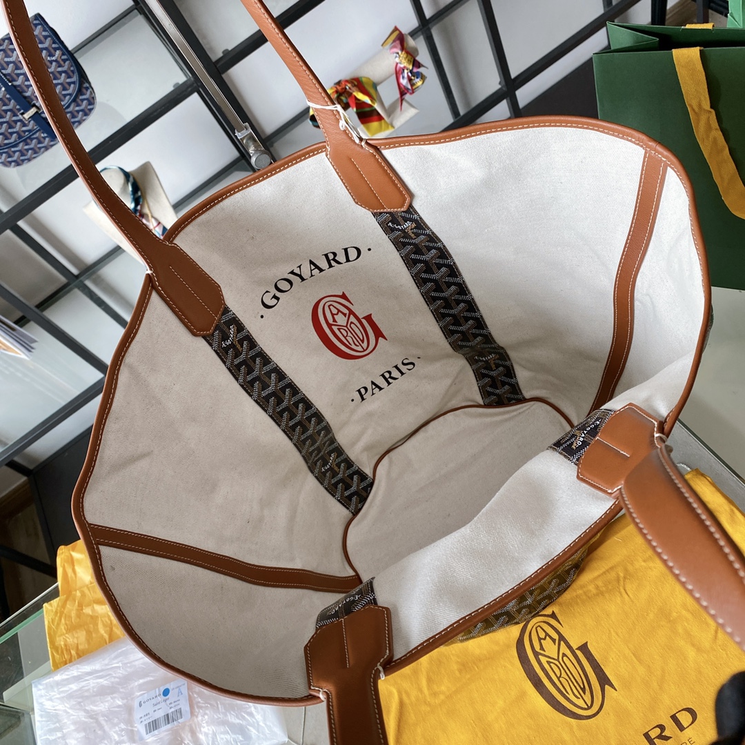 Goyard Double-sided Canvas Shopping Bag with Patchwork Logo, Beach Bag, Single Shoulder Handbag for Women, Size: 57*27*35cm