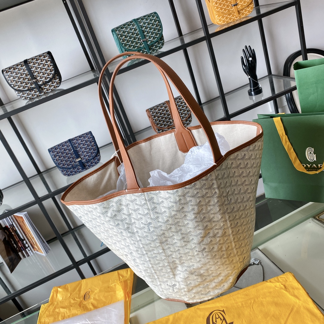 Goyard Double-sided Canvas Shopping Bag with Patchwork Logo, Beach Bag, Single Shoulder Handbag for Women, Size: 57*27*35cm