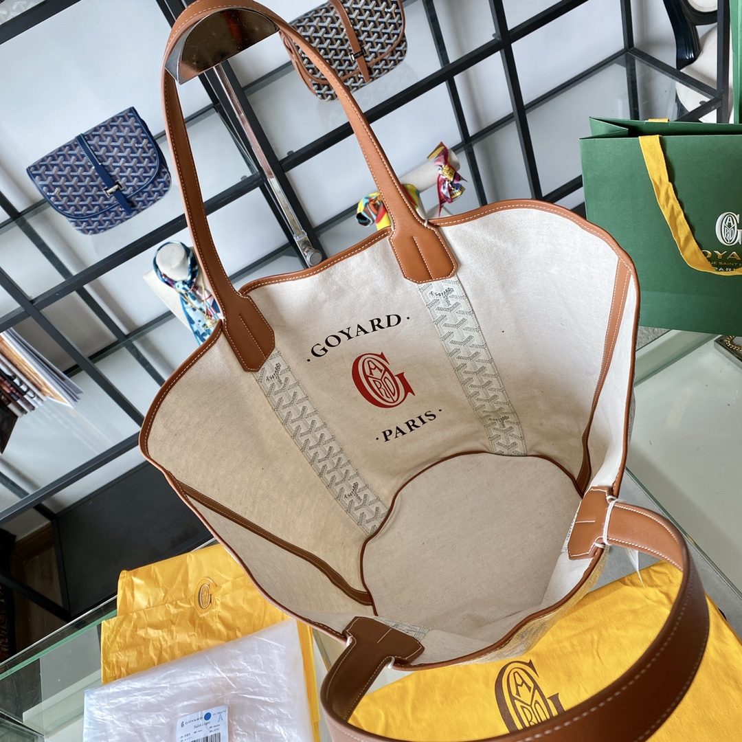 Goyard Double-sided Canvas Shopping Bag with Patchwork Logo, Beach Bag, Single Shoulder Handbag for Women, Size: 57*27*35cm