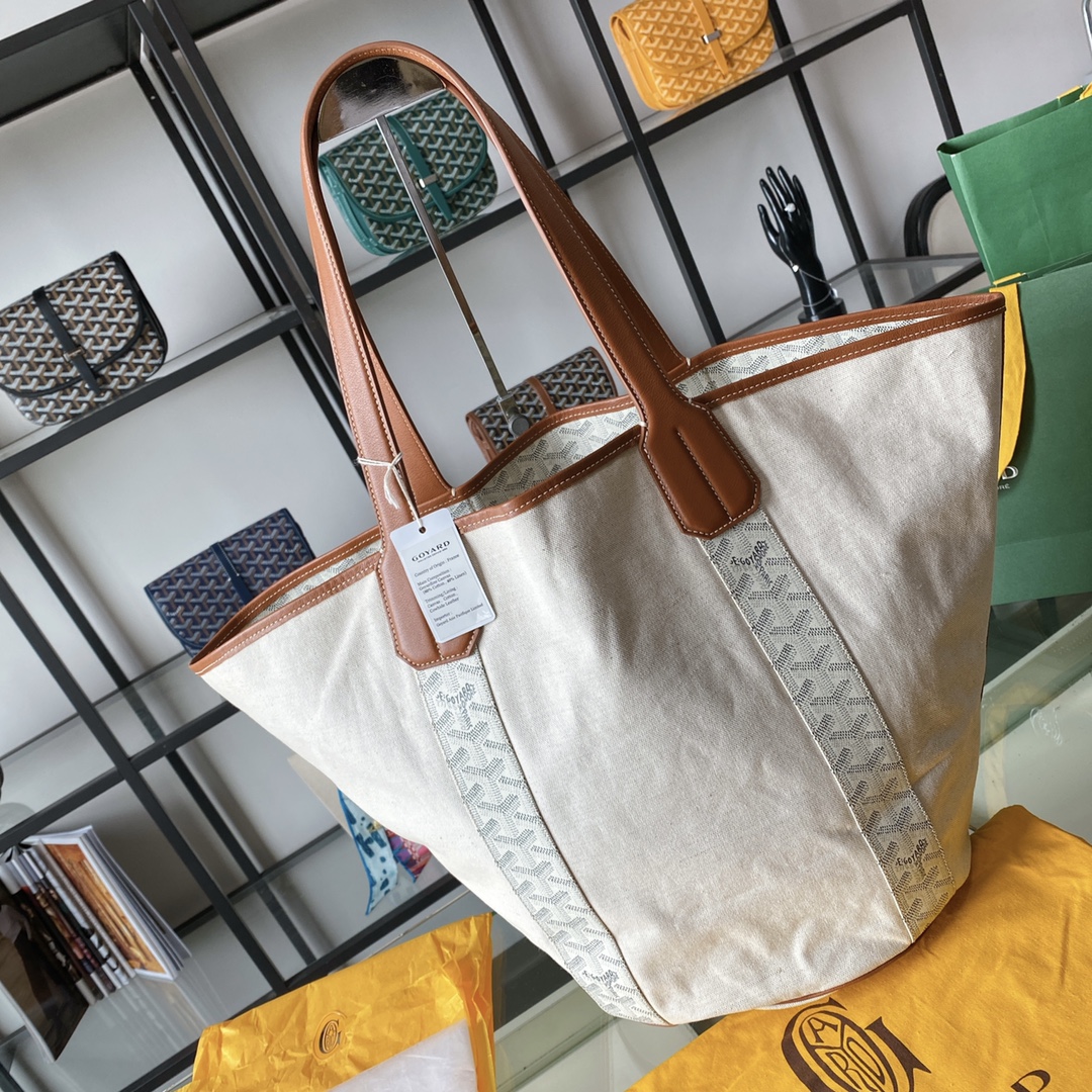 Goyard Double-sided Canvas Shopping Bag with Patchwork Logo, Beach Bag, Single Shoulder Handbag for Women, Size: 57*27*35cm