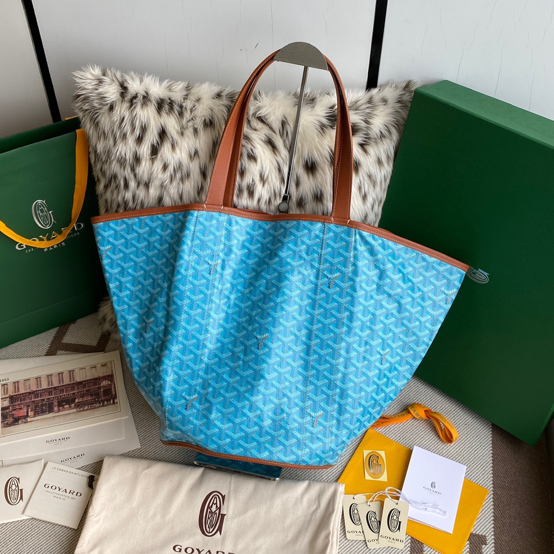 Goyard Double-sided Canvas Shopping Bag with Patchwork Logo, Beach Bag, Single Shoulder Handbag for Women, Size: 57*27*35cm