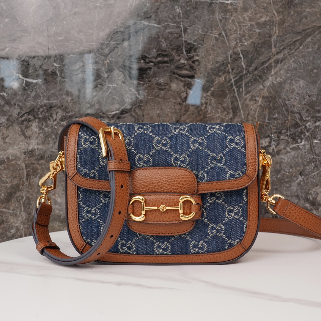 Gucci 1955 Horsebit Denim Mini Handbag