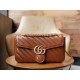 Gucci Marmont Caramel Small, Brown Twill Stitched Leather