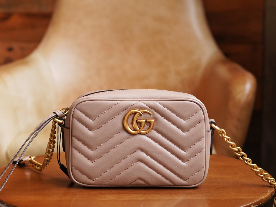 Gucci Marmont Series Mini Camera Bag in Milk Tea Brown