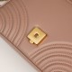 Gucci Marmont Messenger Bag in Milk Tea Brown Small, featuring leather top handle and chain shoulder strap, stitched V-shaped leather material