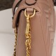 Gucci Marmont Messenger Bag in Milk Tea Brown Small, featuring leather top handle and chain shoulder strap, stitched V-shaped leather material