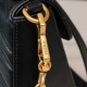 Gucci Marmont Messenger Bag in Black, Small Size, with Leather Top Handle and Chain Shoulder Strap, Stitched V-Shaped Leather Material