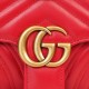 Gucci Marmont Large Red Messenger Bag, Small Size, with Leather Top Handle and Chain Shoulder Strap, Stitched V-Shaped Leather Material