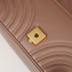 Gucci Marmont Messenger Bag in Milk Tea Brown, Small Size, with Leather Top Handle and Chain Shoulder Strap, Stitched V-Shaped Leather Material