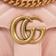 Gucci Marmont Messenger Bag in Pink, Small Size, with Leather Top Handle and Chain Shoulder Strap, Stitched V-Shaped Leather Material