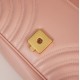 Gucci Marmont Messenger Bag in Pink, Small Size, with Leather Top Handle and Chain Shoulder Strap, Stitched V-Shaped Leather Material