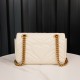 Gucci Marmont Messenger Bag in White, Small Size, with Leather Top Handle and Chain Shoulder Strap, Stitched V-Shaped Leather Material