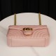 Gucci Marmont Sakura Pink, Large Size, with Leather Top Handle and Chain Shoulder Strap, Stitched V-Shaped Leather Material