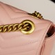 Gucci Marmont Sakura Pink, Large Size, with Leather Top Handle and Chain Shoulder Strap, Stitched V-Shaped Leather Material