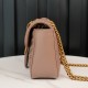 Gucci Marmont Milk Tea Brown, Large Size, with Leather Top Handle and Chain Shoulder Strap, Stitched V-Shaped Leather Material