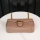 Gucci Marmont Milk Tea Brown, Large Size, with Leather Top Handle and Chain Shoulder Strap, Stitched V-Shaped Leather Material