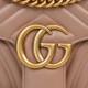 Gucci Marmont Milk Tea Brown, Large Size, with Leather Top Handle and Chain Shoulder Strap, Stitched V-Shaped Leather Material