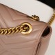 Gucci Marmont Milk Tea Brown, Large Size, with Leather Top Handle and Chain Shoulder Strap, Stitched V-Shaped Leather Material