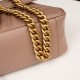 Gucci Marmont Milk Tea Brown, Large Size, with Leather Top Handle and Chain Shoulder Strap, Stitched V-Shaped Leather Material