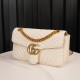 Gucci Marmont White, Large Size, with Leather Top Handle and Chain Shoulder Strap, Stitched V-Shaped Leather Material