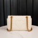 Gucci Marmont White, Large Size, with Leather Top Handle and Chain Shoulder Strap, Stitched V-Shaped Leather Material