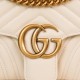 Gucci Marmont White, Large Size, with Leather Top Handle and Chain Shoulder Strap, Stitched V-Shaped Leather Material