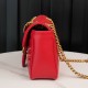 Gucci Marmont Large Red, Large Size, with Leather Top Handle and Chain Shoulder Strap, Stitched V-Shaped Leather Material