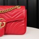 Gucci Marmont Large Red, Large Size, with Leather Top Handle and Chain Shoulder Strap, Stitched V-Shaped Leather Material