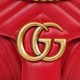 Gucci Marmont Large Red, Large Size, with Leather Top Handle and Chain Shoulder Strap, Stitched V-Shaped Leather Material