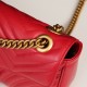 Gucci Marmont Large Red, Large Size, with Leather Top Handle and Chain Shoulder Strap, Stitched V-Shaped Leather Material